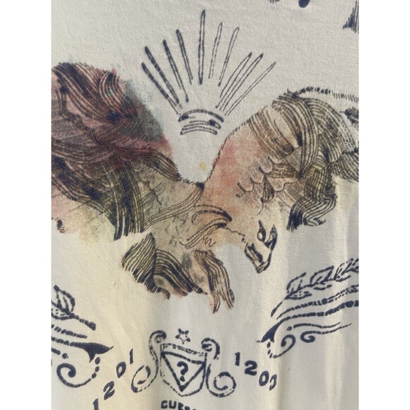 Guess Y2k Yellow Logo Felt Graphic T-shirt L - Picture 3 of 7